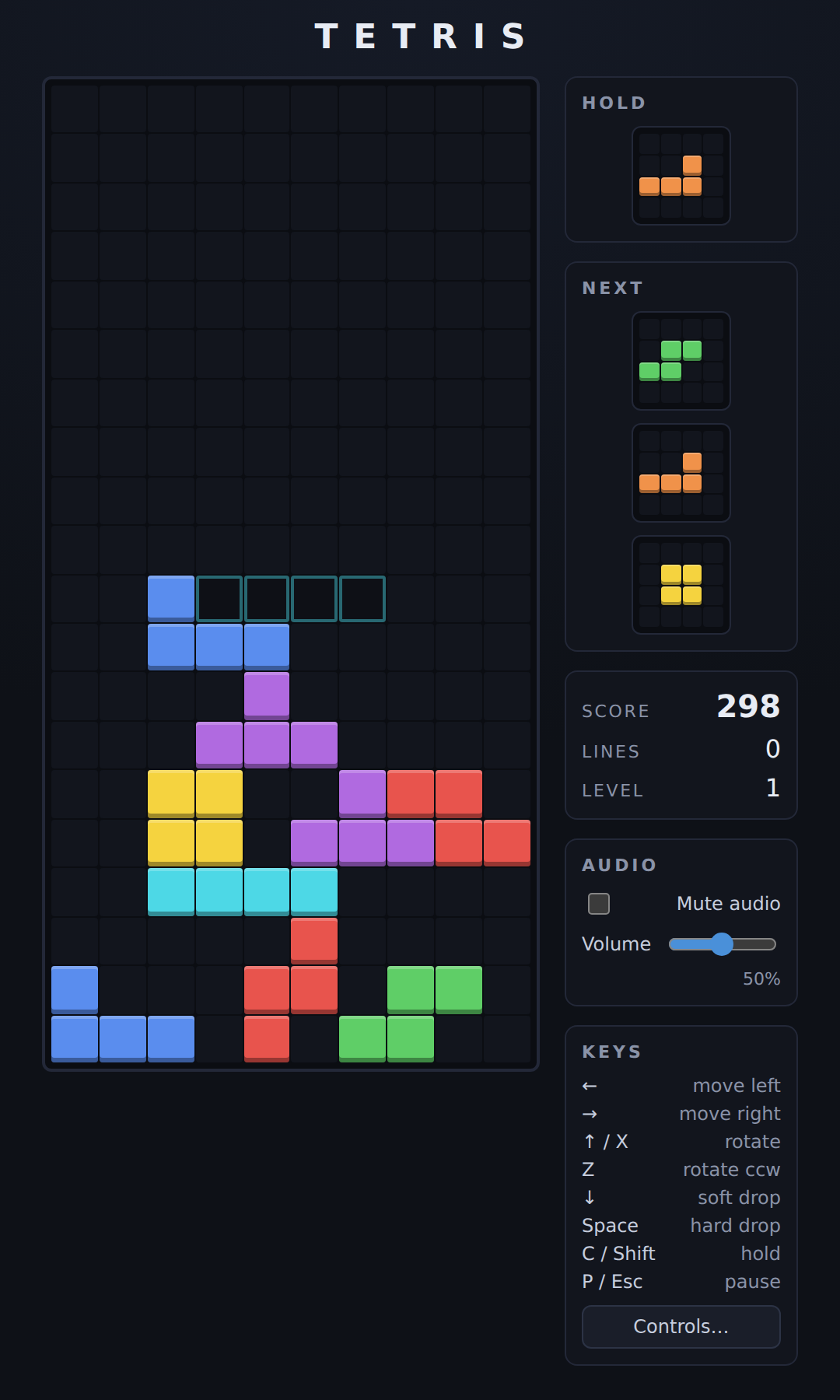 The Tetris built by Qwen, current state